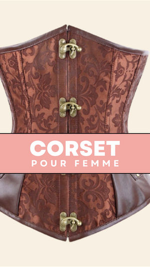 CORSET STEAMPUNK UNDERBUST POUR FEMME (MARRON)