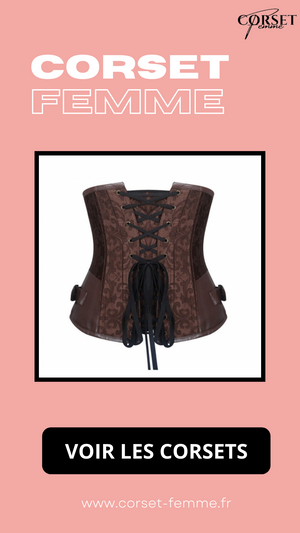 CORSET STEAMPUNK UNDERBUST POUR FEMME (MARRON)