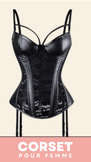 CORSET SEXY À BRETELLES AVEC PORTE-JARRETELLES EN CUIR HAYDEN