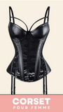 CORSET SEXY À BRETELLES AVEC PORTE-JARRETELLES EN CUIR HAYDEN