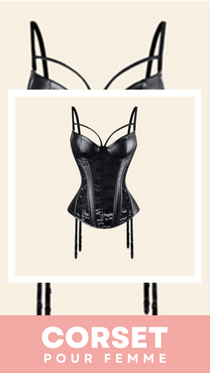 CORSET SEXY À BRETELLES AVEC PORTE-JARRETELLES EN CUIR HAYDEN