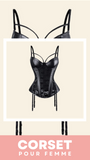 CORSET SEXY À BRETELLES AVEC PORTE-JARRETELLES EN CUIR HAYDEN