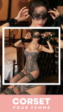 CORSET SEXY SOUS-VÊTEMENT EN DENTELLE AVEC PORTE-JARRETELLES (GRIS)