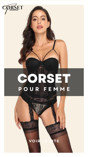 CORSET SEXY SOUS-VÊTEMENT EN DENTELLE AVEC PORTE-JARRETELLES (NOIR)