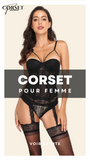 CORSET SEXY SOUS-VÊTEMENT EN DENTELLE AVEC PORTE-JARRETELLES (NOIR)