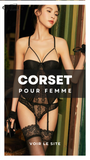 CORSET SEXY SOUS-VÊTEMENT EN DENTELLE AVEC PORTE-JARRETELLES (NOIR)