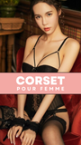 CORSET SEXY SOUS-VÊTEMENT EN DENTELLE AVEC PORTE-JARRETELLES (NOIR)