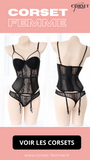 CORSET SEXY SOUS-VÊTEMENT EN DENTELLE AVEC PORTE-JARRETELLES (NOIR)