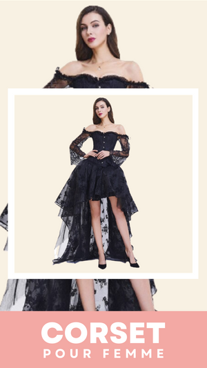 ROBE CORSET VINTAGE STEAMPUNK EN DENTELLE NOIRE