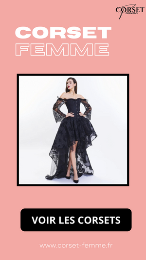 ROBE CORSET VINTAGE STEAMPUNK EN DENTELLE NOIRE