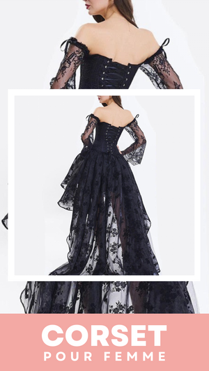 ROBE CORSET VINTAGE STEAMPUNK EN DENTELLE NOIRE