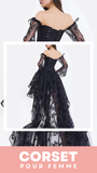 ROBE CORSET VINTAGE STEAMPUNK EN DENTELLE NOIRE