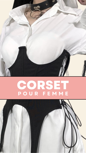 CORSET UNDERBUST MODERNE NOIR AVEC LACETS HARMONI