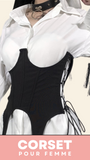 CORSET UNDERBUST MODERNE NOIR AVEC LACETS HARMONI