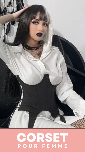 CORSET UNDERBUST MODERNE NOIR AVEC LACETS HARMONI