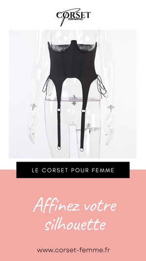 CORSET UNDERBUST MODERNE NOIR AVEC LACETS HARMONI