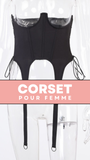 CORSET UNDERBUST MODERNE NOIR AVEC LACETS HARMONI