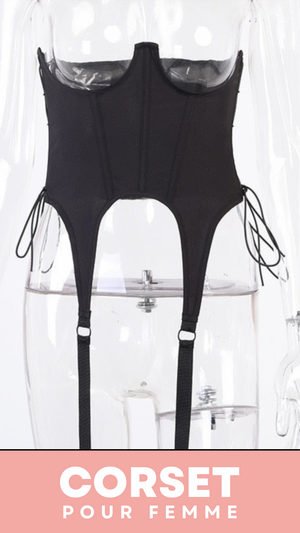 CORSET UNDERBUST MODERNE NOIR AVEC LACETS HARMONI