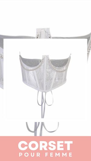 CEINTURE CORSET UNDERBUST BLANC À CHAINES MYLAH