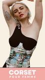 CORSET UNDERBUST IMPRIMÉ VINTAGE QUEEN