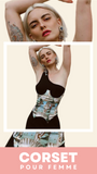 CORSET UNDERBUST IMPRIMÉ VINTAGE QUEEN
