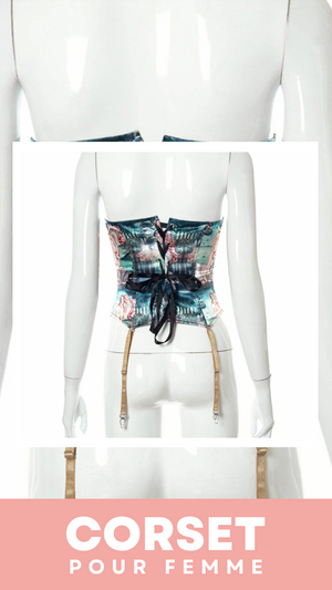 CORSET UNDERBUST IMPRIMÉ VINTAGE QUEEN