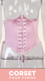 CORSET UNDERBUST GOTHIQUE À LACETS ROSE