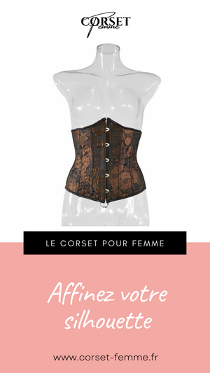 CORSET UNDERBUST FLORAL BRUN