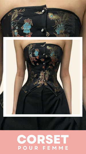 CORSET POUR FEMME VICTORIEN IMPRIMÉ ANCIEN